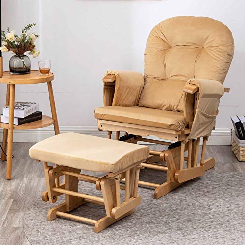 Paddie Glider Rocking Chair Replacement Cushions Velvet Washable for Chairs & Ottoman Beige