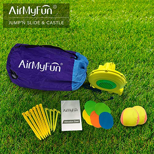 AirMyFun Inflatable Bounce House, Bouncer & Slide with Air Blower,Play House with Ball Pool,Inflatable Kids Slide,Jumping Castle with Carry Bag