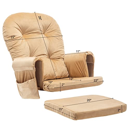 Paddie Glider Rocking Chair Replacement Cushions Velvet Washable for Chairs & Ottoman Beige
