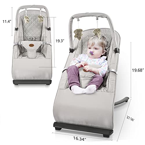 Baby Bouncers for Infants, Portable Bouncer Seat for Babies, Baby Swing 3-Point Harness for Newborn Babies, Infant to Toddler Rocker
