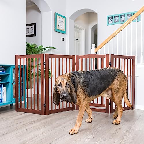 Primetime Petz 33238-G8 360 Configurable Dog Gate with Door  Indoor Freestanding Walk Through Wood Pet Gate,Walnut,36"