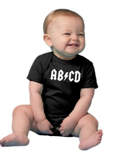 Ann Arbor T-shirt Co. Unisex Baby AB/CD Funny Infant Rock and Roll One Piece-6 Month Black