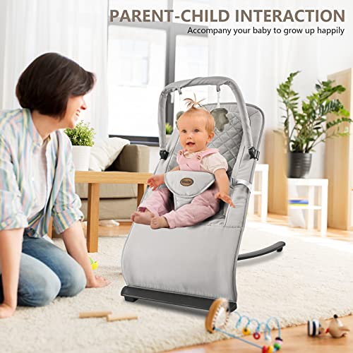 Baby Bouncers for Infants, Portable Bouncer Seat for Babies, Baby Swing 3-Point Harness for Newborn Babies, Infant to Toddler Rocker