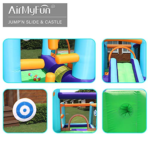 AirMyFun Inflatable Bounce House, Bouncer & Slide with Air Blower,Play House with Ball Pool,Inflatable Kids Slide,Jumping Castle with Carry Bag