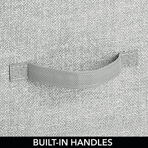 mDesign Night Stand/End Table Storage Tower - Sturdy Steel Frame, Wood Top, Easy Pull Fabric Bins - Organizer Unit for Bedroom, Hallway, Entryway, Closets - Textured Print - 2 Drawers - Gray/White