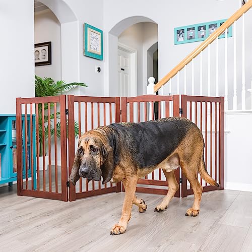 Primetime Petz 33238-G8 360 Configurable Dog Gate with Door  Indoor Freestanding Walk Through Wood Pet Gate,Walnut,36"