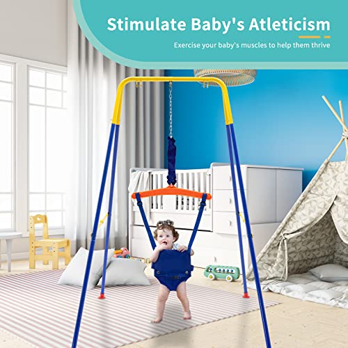 Baby Jumpers & Bouncers, Baby Jumper with Stand and Adjustable Seat Bag, Baby Door Jumper for Indoor/Outdoor Play, Jumper for Baby, Baby Bouncer Activity Center, Easy to Assemble and Store