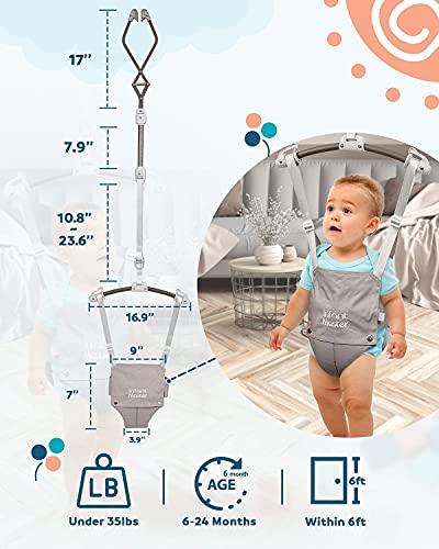Infant Master Baby Doorway Jumpers, Sturdy Johnny Jumper w/ Adjustable 10.8"-23.6" inches Strap, Soft Baby Johnny Bouncer w/ Seat Bag, Ideal Gift for Infant, Portable and Easy to Use, Grey â¦