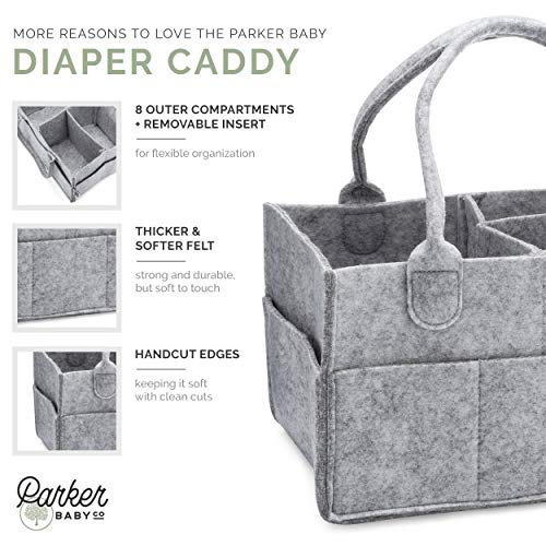 Parker Baby Diaper Caddy - Nursery Storage Bin and Car Organizer for Diapers and Baby Wipes