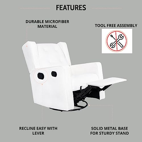 Naomi Home Odelia Swivel Glider Rocker Recliner Microfiber/Bright White