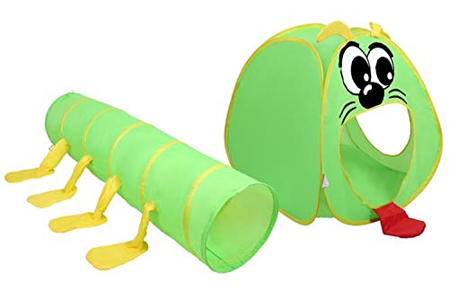 POCO DIVO Big Mouth Caterpillar Tent 2pc Pop-up Children Play Tunnel Kids Discovery Station