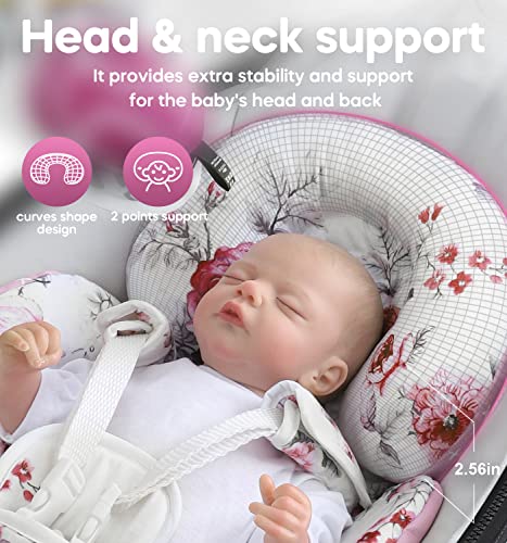 Mamatepe Infant Insert Compatible with 4moms Mamaroo RockaRoo & Graco DuetSoothe Swing, Reversible Newborn Insert Head & Body Support Cushion,Breathable Soft Fabric, Machine Washable, Blush Pink, 1Pcs