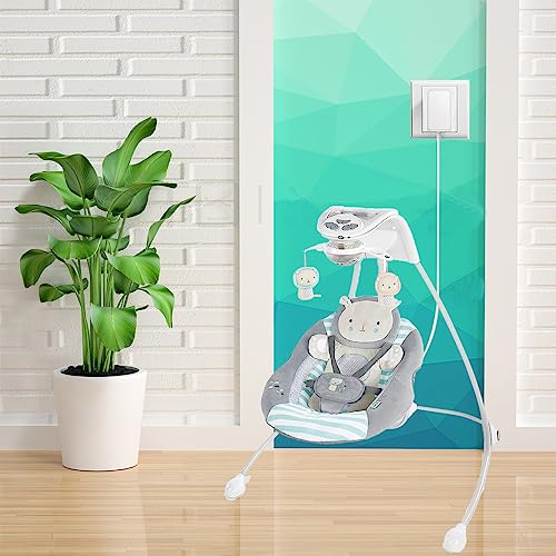 6V Baby Swing Power Cord AC Adapter Compatible for Fisher Price Ingenuity Cradle Swing, Boutique, SmartSize 2-in-1, Rainforest Cradle, Butterfly Ocean Wonders Swing Charger Supply Cable 6.6FT white