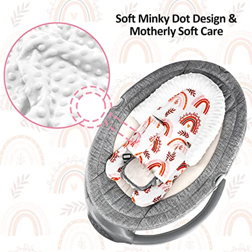 Infant Car Seat Head Support Rainbow Baby Carseat Head Support Cushion & Strap Covers for Newborns Ultra Soft Minky Dot Fabric Perfect for Baby Carseats, Strollers, Swing, and Bouncers