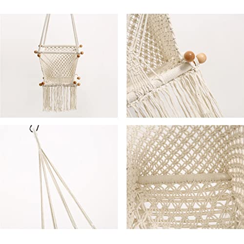 Primebabe Baby Swing Outdoor and Indoor, Baby Swings for Infants to Toddler with Locking Carabiners,Made of Hand-Woven Cotton, White