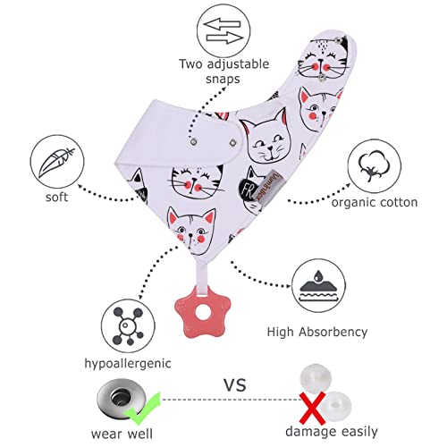 Baby Bandana Drool Bibs 6-Pack and Teething Toys 6-Pack Made with 100% Organic Cotton, Absorbent and Soft Unisex (Vuminbox) (6 - Pack Girl)