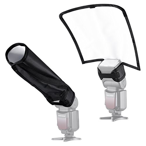 Neewer 2 Pieces Camera Speedlite Flash Softbox Diffuser Kit, 10x9x8inches Bendable White Reflector and 7x8x4 inches Silver/White Two-Side Reflector, Universal Mount for Nikon Canon Sony