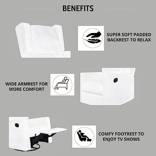 Naomi Home Odelia Swivel Glider Rocker Recliner Microfiber/Bright White