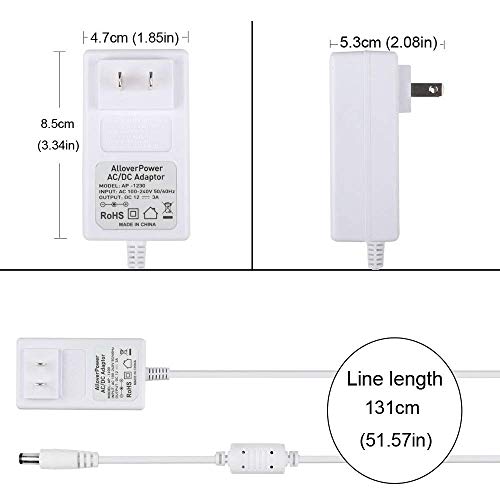 AlloverPower 12V 3A AC Adapter Power Cord Charger for 4moms mamaroo 2/4, mamaroo 2015 Infant Seat Bouncer, Rockaroo Baby Swing Charging Plug Replacement (6.3Ft Length)