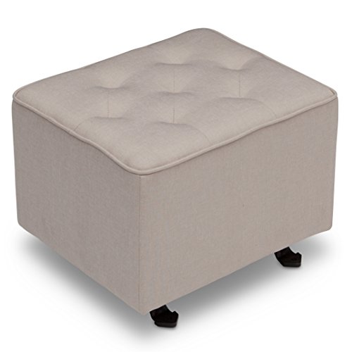 Delta Children Diamond Tufted Gliding Ottoman, Flax