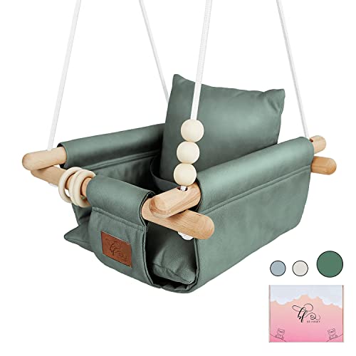 The Classy Swing Seat for Babyâs Fun Time & Growth - UV Resistant Technical Fabric for Indoor and Temporary Outdoor - Infant to Toddler - Seat with Velcro & Belt - Ceiling Hardware - Gift for Lover