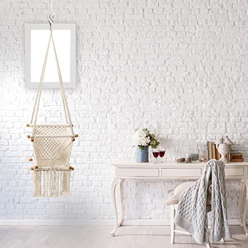 Primebabe Baby Swing Outdoor and Indoor, Baby Swings for Infants to Toddler with Locking Carabiners,Made of Hand-Woven Cotton, White