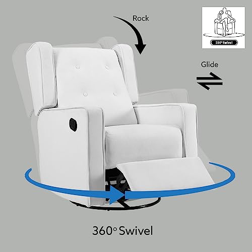 Naomi Home Odelia Swivel Glider Rocker Recliner Microfiber/Bright White