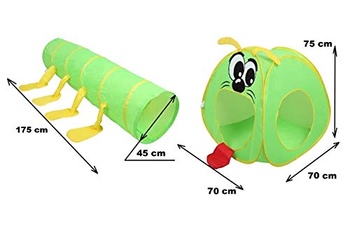 POCO DIVO Big Mouth Caterpillar Tent 2pc Pop-up Children Play Tunnel Kids Discovery Station