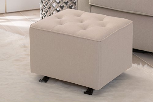 Delta Children Diamond Tufted Gliding Ottoman, Flax