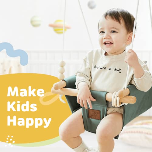 The Classy Swing Seat for Babyâs Fun Time & Growth - UV Resistant Technical Fabric for Indoor and Temporary Outdoor - Infant to Toddler - Seat with Velcro & Belt - Ceiling Hardware - Gift for Lover