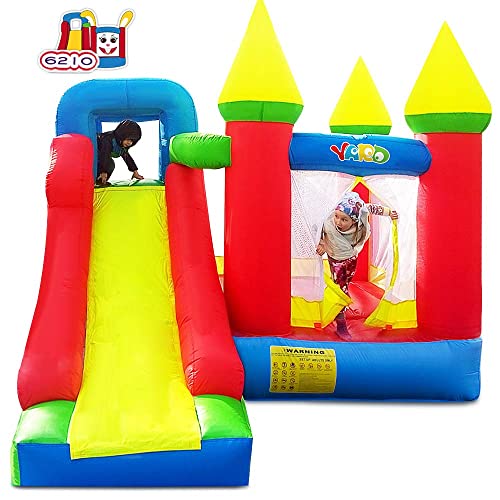 YARD Bounce House with Slide 0.4mm Vinyl Extra Thick Bouncing Floor Indoor Outdoor Inflatable Jump Castle for Kids w/Heavy Duty Blower
