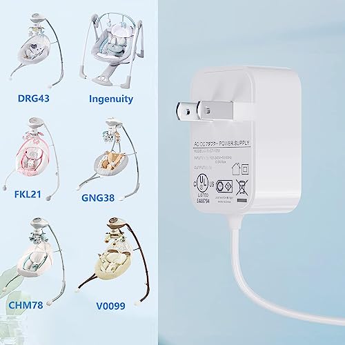 6V AC Adapter Baby Swing Charger for Fisher Price Cradle Swing/Rainforest Cradle /Butterfly Ocean Wonders (Don't fit w/Rock & Play or Smart Connect Soother); Replacement Fisher Price Swing Power Cord
