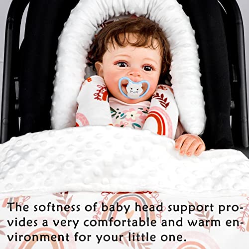 Infant Car Seat Head Support Rainbow Baby Carseat Head Support Cushion & Strap Covers for Newborns Ultra Soft Minky Dot Fabric Perfect for Baby Carseats, Strollers, Swing, and Bouncers