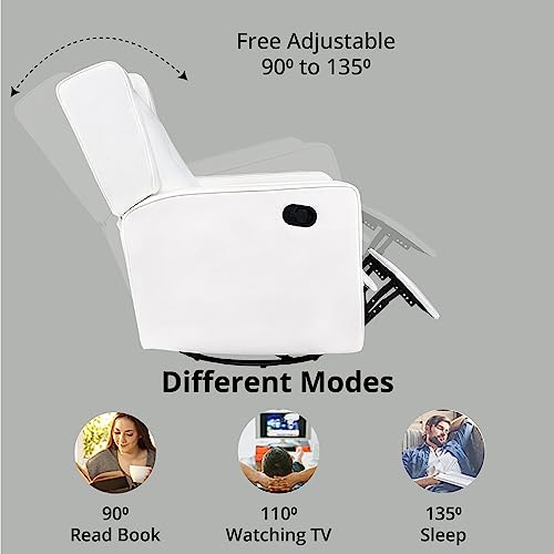 Naomi Home Odelia Swivel Glider Rocker Recliner Microfiber/Bright White