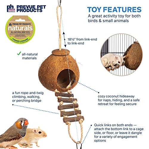 Prevue Hendryx 62801 Naturals Coco Hideaway with Ladder Bird Toy