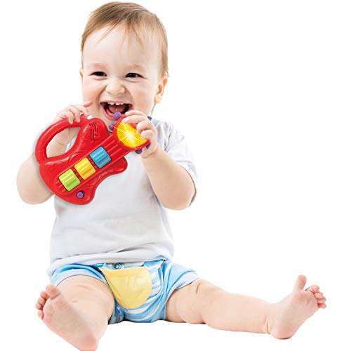KiddoLab Baby Rocker Musical Kids Guitar Instruments Set with Electric Toy Guitar and Rattles. Baby Guitar Toys for Early Development and Music Educational Learning. 3 Months and Older