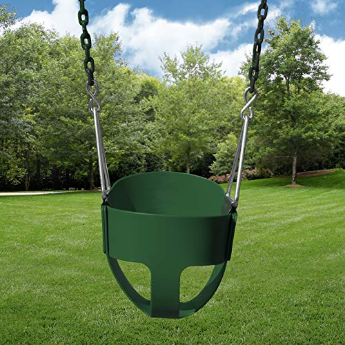 Gorilla Playsets 04-0008-G/G Full Bucket Toddler Swing, Bucket, Green 60" Plastic Coated Chains, 50 Lb Capacity