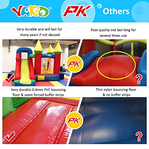 YARD Bounce House with Slide 0.4mm Vinyl Extra Thick Bouncing Floor Indoor Outdoor Inflatable Jump Castle for Kids w/Heavy Duty Blower