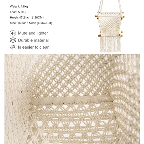 Primebabe Baby Swing Outdoor and Indoor, Baby Swings for Infants to Toddler with Locking Carabiners,Made of Hand-Woven Cotton, White