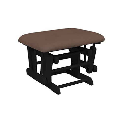 Nursery Glider & Ottoman Sets, Reclining Swivel Glider Rocker with Ottoman, Nursery Rocking Chair for Baby Room, Upholstered Nursery Recliner Glider with Ottoman, Padded Arms - Black, Chocolate