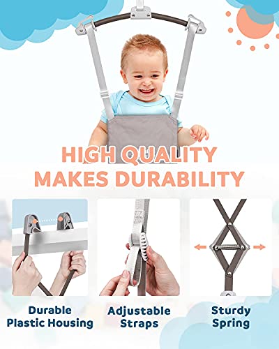 Infant Master Baby Doorway Jumpers, Sturdy Johnny Jumper w/ Adjustable 10.8"-23.6" inches Strap, Soft Baby Johnny Bouncer w/ Seat Bag, Ideal Gift for Infant, Portable and Easy to Use, Grey â¦