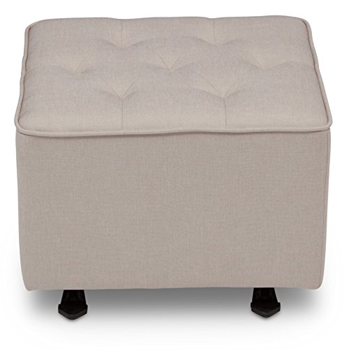 Delta Children Diamond Tufted Gliding Ottoman, Flax