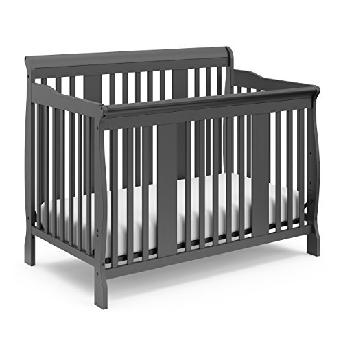 Storkcraft Tuscany 4-in-1 Convertible Crib, Gray Easily Converts to Toddler Bed, Day Bed or Full Bed, 3 Position Adjustable Height Mattress