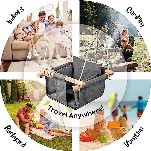 Canvas Hanging Baby Swing - Easy Hang Toddler Swing - Comfortable Indoor Baby Swing for Your Littles - Best Canvas Baby Swings for Infants to Toddler - Canvas Baby Swing