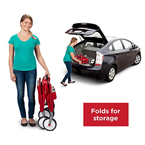 Radio Flyer 3-In-1 Ez Folding Wagon with Canopy For Kids & Cargo, Red