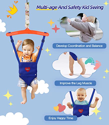 2-in-1 Swing Set for Todder to Kid, Baby Jumper with Bouncers for Outdoor/Indoor, Sturdy Safety Seat and Foldable Metal Swing Stand, Easy to Assemble and Store at Home