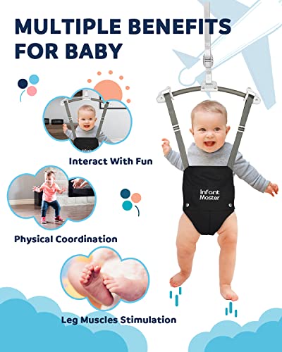 Infant Master Baby Doorway Jumpers, Sturdy Johnny Jumper Adjustable 10.8"-23.6" Strap, Soft Baby Johnny Bouncer w/ Seat Bag, Protable Doorway Jumper and Boucer for Baby, Ideal Gift for Infant