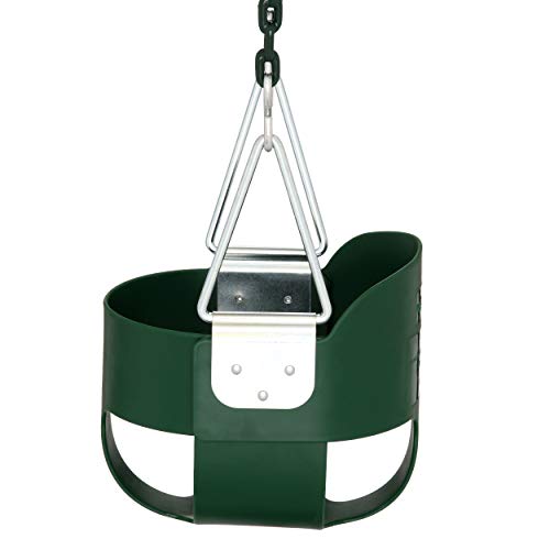 Gorilla Playsets 04-0008-G/G Full Bucket Toddler Swing, Bucket, Green 60" Plastic Coated Chains, 50 Lb Capacity