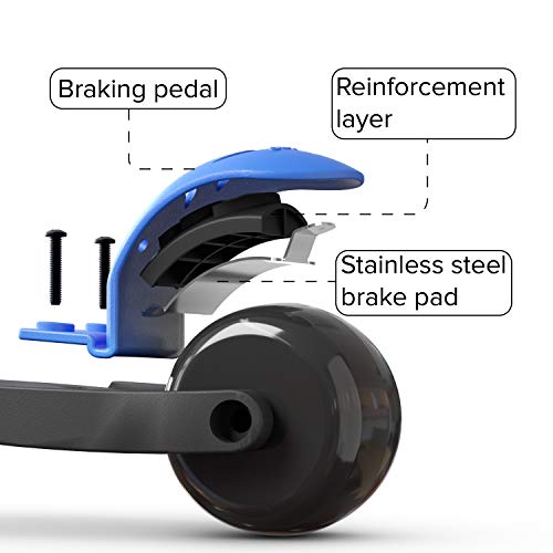 6KU 3 Wheels Kick Scooter for Kids and Toddlers Girls & Boys, Adjustable Height, Learn to Steer with Extra-Wide PU LED Flashing Wheels for Children from 2 to 5 Year-Old. (Blue)