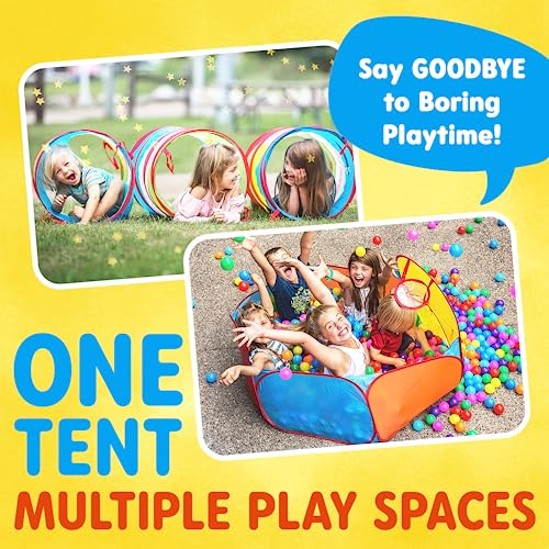 Playz Ball Pit, Play Tent and Tunnels for Kids, Gift for Toddler Boys & Girls, Best Birthday Gift for 1 2 3 4 5 Year old, Pop Up Baby Play Toy, Indoor & Outdoor Use as Portable Play Center Storage Bag